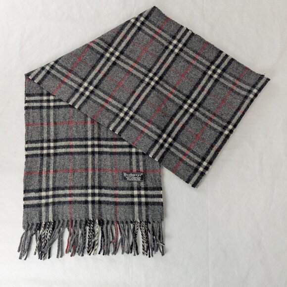 Burberry Lambswool Plaid Scarf Gray Unisex | Warm Soft Luxury | Fast Shipping - Picture 3 of 7